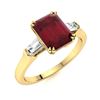 Image 2 : Natural 4.14 CTW Ruby & Diamond Engagement Ring 18K Yellow Gold
