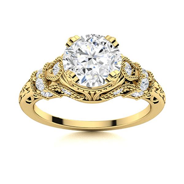 Natural 1.85 CTW Diamond Solitaire Ring 14K Yellow Gold