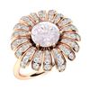 Image 2 : Natural 1.70 CTW Rose Quartz & Diamond Engagement Ring 14K Rose Gold