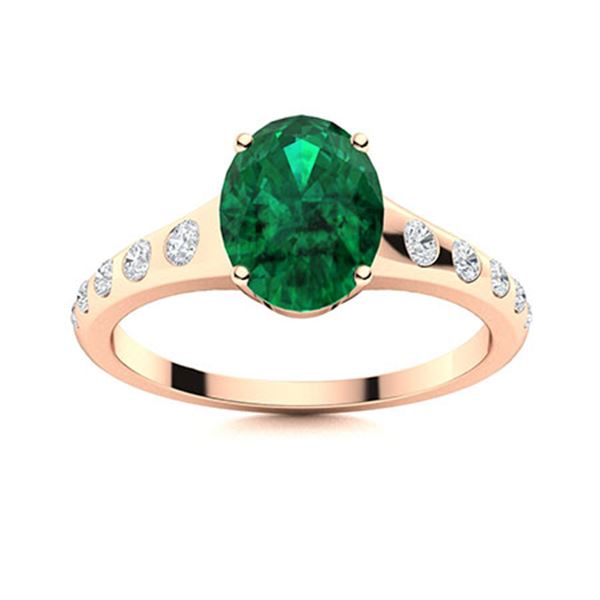 Natural 2.47 CTW Emerald & Diamond Engagement Ring 18K Rose Gold