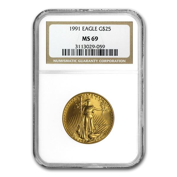 1991 1/2 oz Gold American Eagle MS-69 NGC