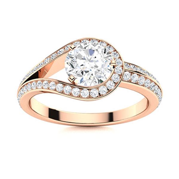 Natural 1.12 CTW Diamond Solitaire Ring 18K Rose Gold