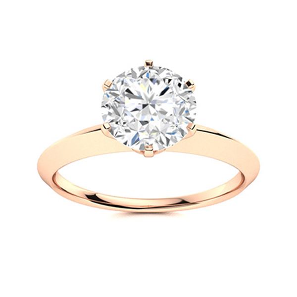 Natural 1.87 CTW Diamond Solitaire Ring 18K Rose Gold