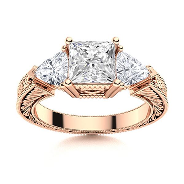 Natural 1.90 CTW Topaz & Diamond Engagement Ring 18K Rose Gold