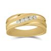 Image 1 : 14kt Yellow Gold Mens Round Diamond Diagonal Wedding Band Ring 1/4 Cttw