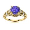 Image 1 : Natural 1.06 CTW Tanzanite & Diamond Engagement Ring 18K Yellow Gold