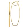 Image 1 : 14k Yellow Gold Polished Oval Dangle Hoop Earrings - 3 mm