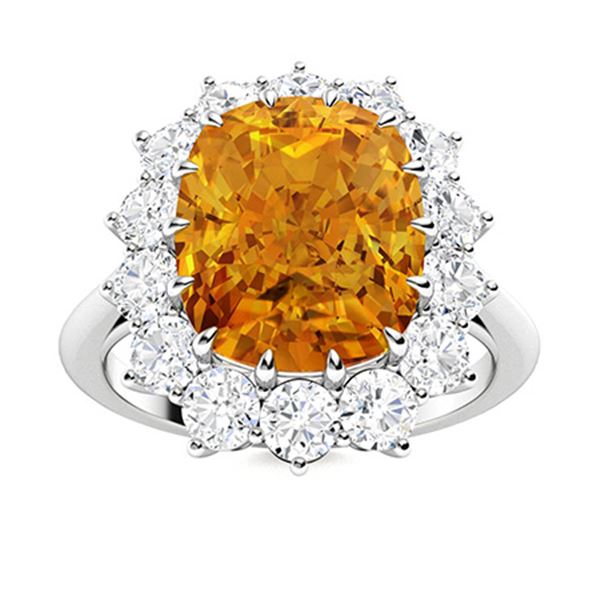 Natural 4.52 CTW Citrine & Diamond Engagement Ring 14K White Gold