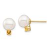 Image 1 : 14k Yellow Gold White Pearl Citrine Post Earrings - 7-7.5 mm