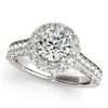 Image 1 : Natural 1.7 ctw Diamond Solitaire Halo Ring 14k White Gold