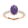 Image 1 : Natural 2.38 CTW Iolite & Diamond Engagement Ring 18K Rose Gold