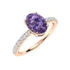 Image 2 : Natural 2.38 CTW Iolite & Diamond Engagement Ring 18K Rose Gold
