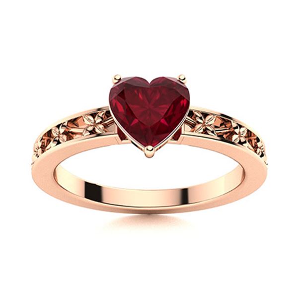 Natural 0.63 CTW Ruby Solitaire Ring 14K Rose Gold