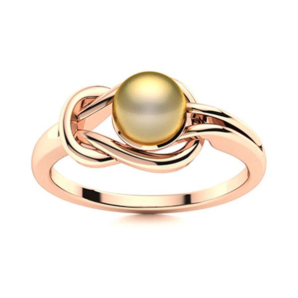 Natural 1.02 CTW Pearl Solitaire Ring 14K Rose Gold