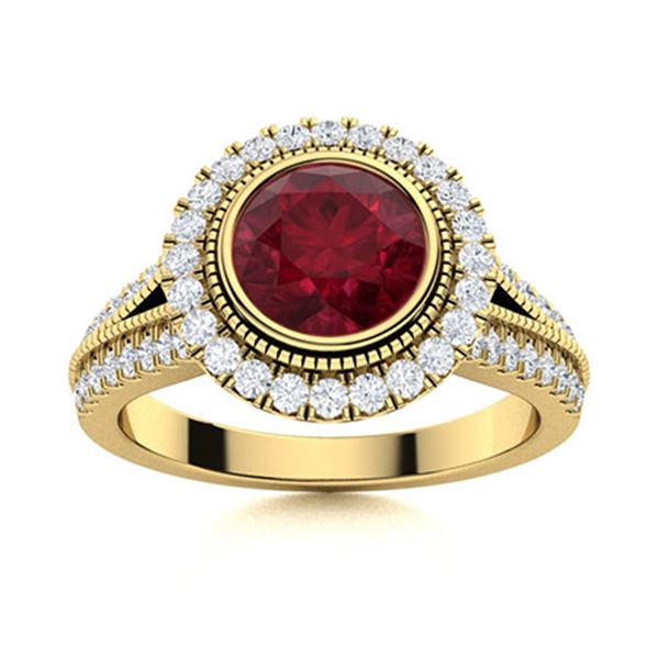 Natural 2.04 CTW Ruby & Diamond Engagement Ring 14K Yellow Gold