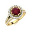 Image 2 : Natural 2.04 CTW Ruby & Diamond Engagement Ring 14K Yellow Gold