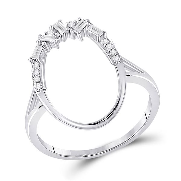 14kt White Gold Womens Round Diamond Scattered Oval Ring 1/6 Cttw