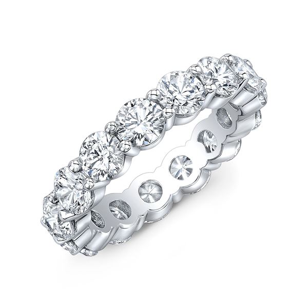 Natural 6.02 CTW Round Cut Diamond Eternity Ring 14KT White Gold