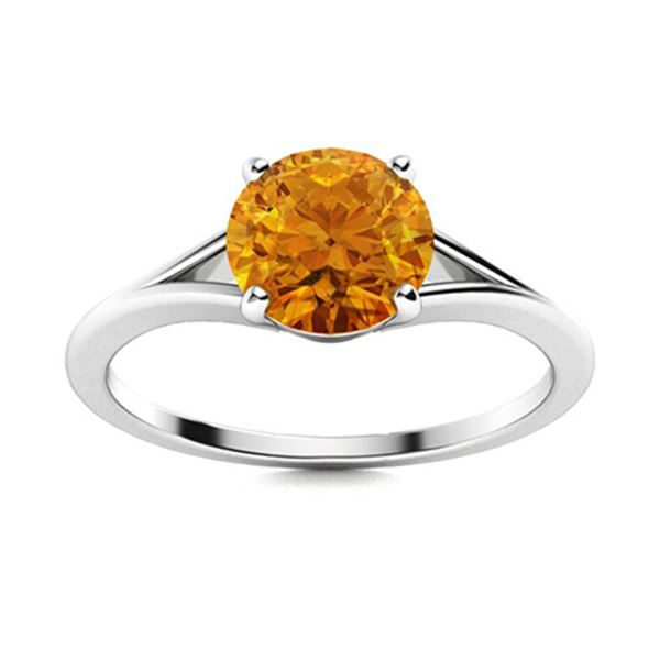 Natural 1.21 CTW Citrine Solitaire Ring 14K White Gold