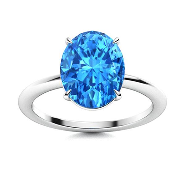Natural 3.09 CTW Topaz Solitaire Ring 14K White Gold