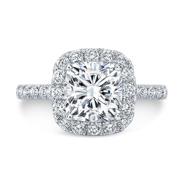 Natural 1.92 CTW Halo Cushion Cut Diamond Engagement Ring 18KT White Gold