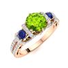 Image 2 : Natural 1.90 CTW Peridot, Sapphire & Diamond Engagement Ring 14K Rose Gold