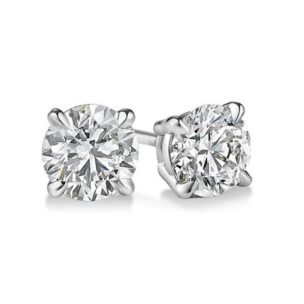 Natural 0.92 CTW Round Brilliant Cut Diamond Stud Earrings 14KT White Gold