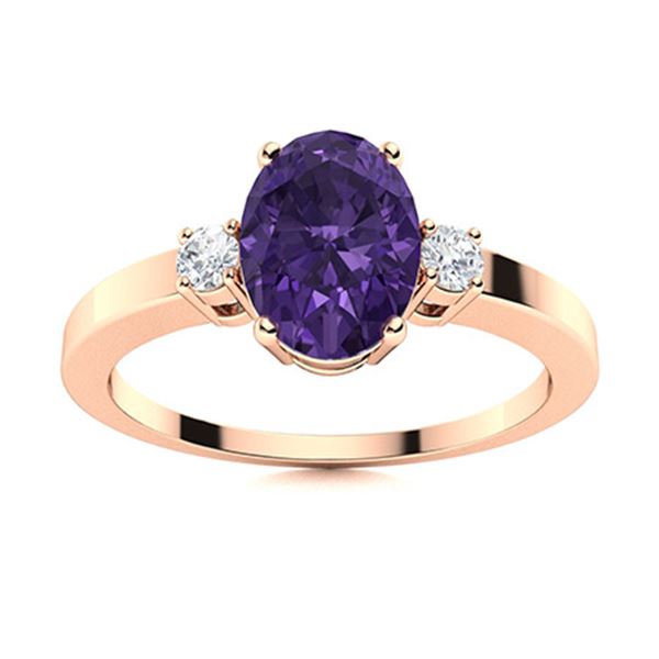 Natural 3.22 CTW Amethyst & Diamond Engagement Ring 14K Rose Gold