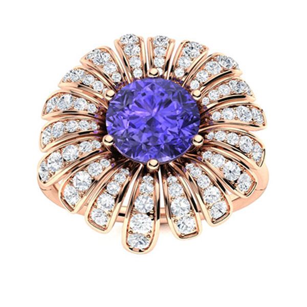 Natural 1.71 CTW Tanzanite & Diamond Engagement Ring 18K Rose Gold