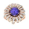 Image 1 : Natural 1.71 CTW Tanzanite & Diamond Engagement Ring 18K Rose Gold