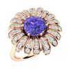 Image 2 : Natural 1.71 CTW Tanzanite & Diamond Engagement Ring 18K Rose Gold