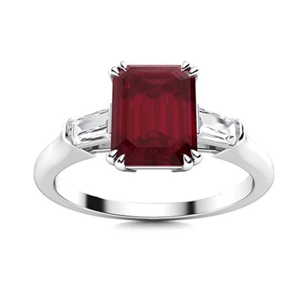 Natural 5.74 CTW Ruby & Diamond Engagement Ring 18K White Gold