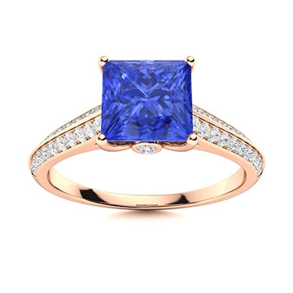 Natural 1.26 CTW Ceylon Sapphire & Diamond Engagement Ring 14K Rose Gold