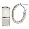 Image 1 : 14k White Gold Accent Oval Hoop Earrings - 9.5 mm