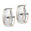 Image 2 : 14k White Gold Accent Oval Hoop Earrings - 9.5 mm