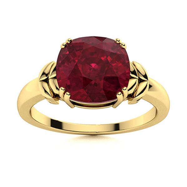 Natural 1.52 CTW Ruby Solitaire Ring 18K Yellow Gold