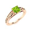 Image 2 : Natural 0.76 CTW Peridot Solitaire Ring 14K Rose Gold