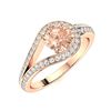 Image 2 : Natural 1.01 CTW Morganite & Diamond Engagement Ring 14K Rose Gold
