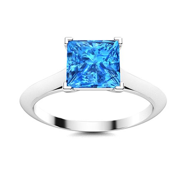 Natural 0.90 CTW Topaz Solitaire Ring 18K White Gold