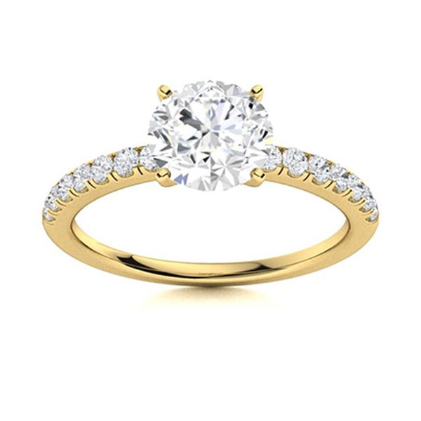 Natural 1.51 CTW Diamond Solitaire Ring 14K Yellow Gold