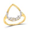 Image 1 : 14kt Yellow Gold Womens Round Diamond Scattered Teardrop Ring 1/5 Cttw