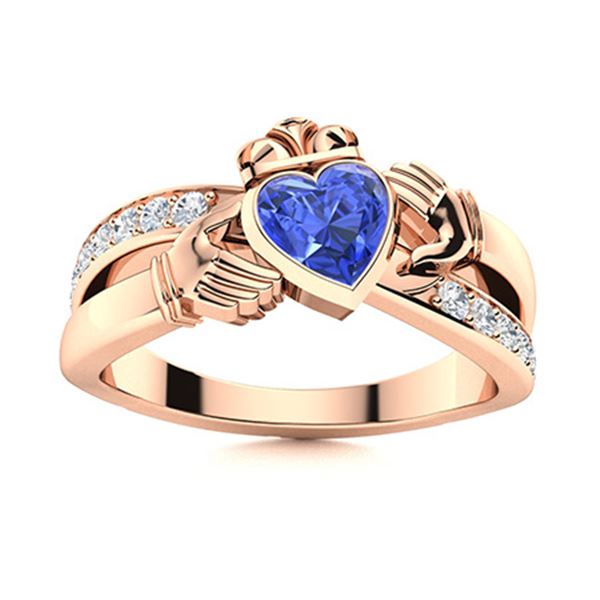 Natural 0.84 CTW Ceylon Sapphire & Diamond Engagement Ring 14K Rose Gold