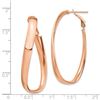 Image 2 : 14k Rose Gold Wavy Omega Back Oval Hoop Earrings - 5 mm