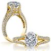 Image 1 : Natural 2.22 CTW Oval Cut Diamond Pave Split Shank Engagement Ring 18KT Yellow Gold