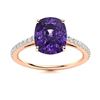 Image 1 : Natural 1.32 CTW Amethyst & Diamond Engagement Ring 18K Rose Gold
