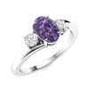 Image 2 : Natural 1.01 CTW Iolite & Diamond Engagement Ring 18K White Gold