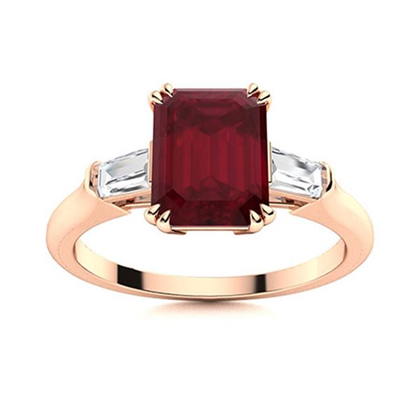 Natural 2.43 CTW Ruby & Diamond Engagement Ring 14K Rose Gold