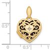 Image 2 : 14k Yellow Gold Polished Filigree Diamond Heart Locket - 15 mm