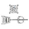 Image 1 : Natural 0.82 CTW Princess Cut Diamond Stud Earrings Basket Setting Push Back or Screw Back 18KT Whit