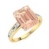 Image 2 : Natural 1.85 CTW Morganite & Diamond Engagement Ring 18K Yellow Gold